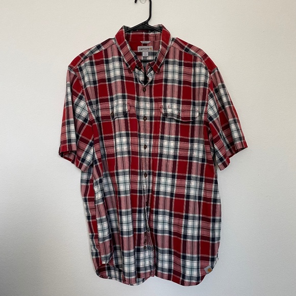 Carhartt Other - Carhartt Men's Casual Button Down Short Sleeve Shirt Red Plaid 2XL